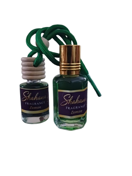 A display of various Shahana Fragrance perfume bottles